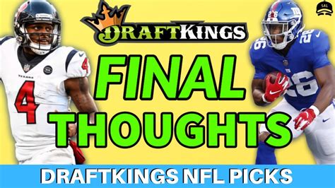 Draftkings Nfl Picks Week 15 Final Thoughts Picks Fantasy Football