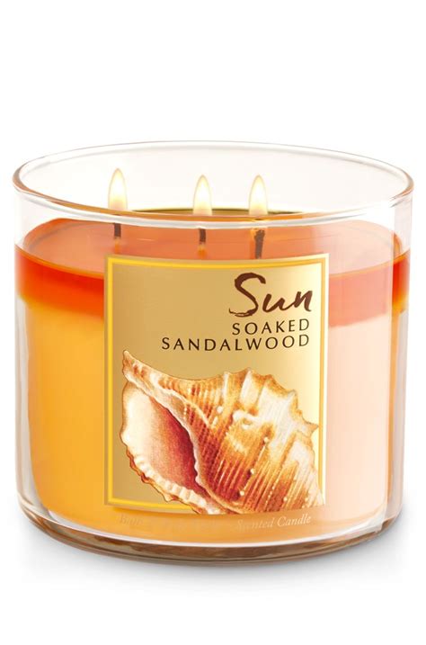 Sun Soaked Sandalwood 3 Wick Candle Home Fragrance 1037181 Bath