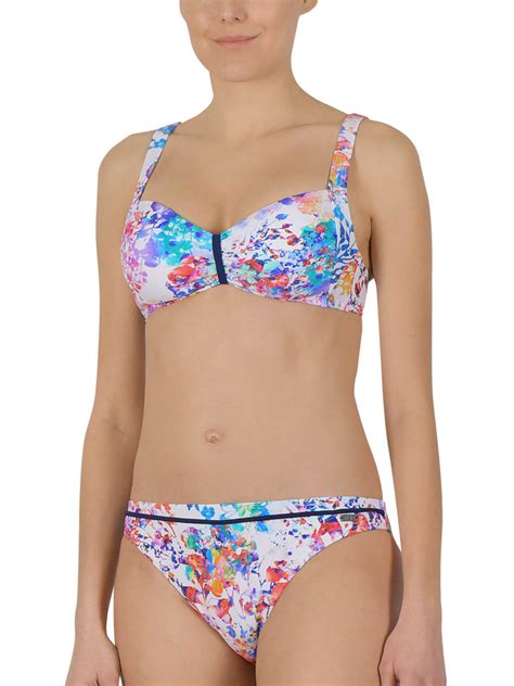 Naturana White Watercolor Print Padded Bikini Set Size To