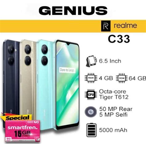 Jual Realme C33 4 64 Ram 4gb Internal 64gb Bundling Smartfren Garansi