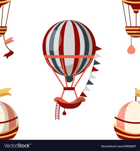 Air Balloon Seamless Pattern Retro Aircraft Vector Image