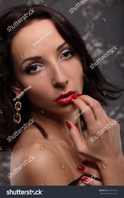 Sexy Brunette Woman Black Lingerie Posing Stock Photo Shutterstock