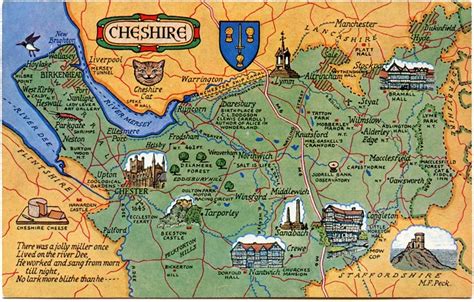 Postcard Map Of Cheshire Drawn By M F Peck J Salmon Ltd Flickr