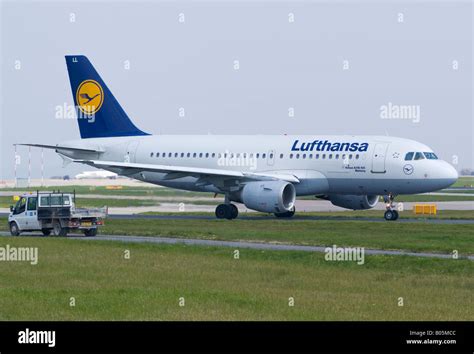 Lufthansa Airbus A Taxiing For Take Off At Manchester Ringway