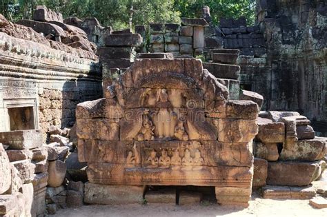 An Ancient Element Of The Decor Of An Abandoned Khmer Temple Ancient