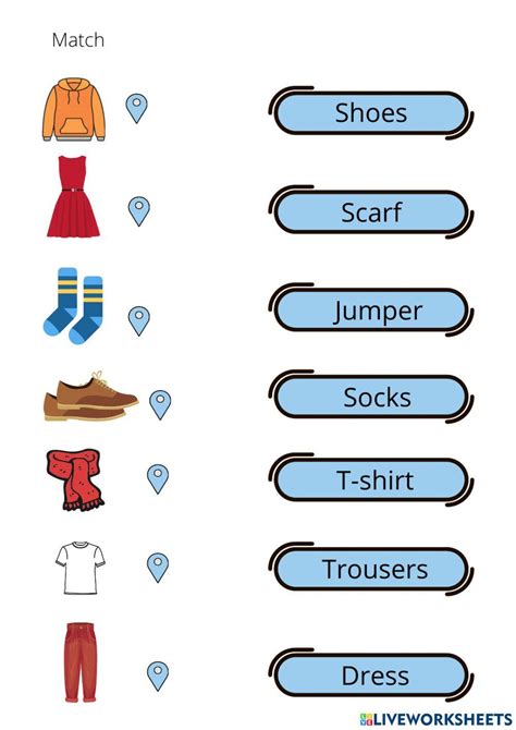 Clothes Online Exercise For 1º Live Worksheets