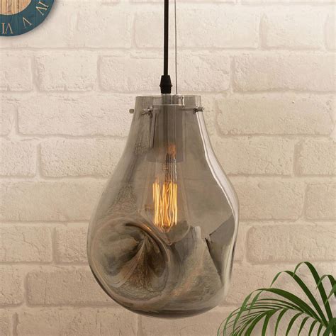 Buy Homesake Grey Organic Teardrop Glass Pendant Light From Homesake At