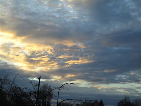 Winter Overcast Sky Evening Sunset View Stock Photo - Image of beautiful, color: 138245492