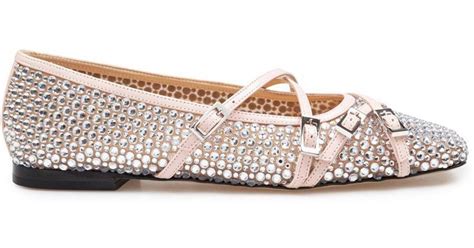 Mach Mach Nude Mesh Ballerinas Lyst