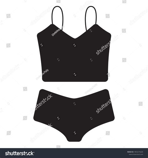 Black Silhouette Set Beautiful Feminine Lingerie Stock Vector Royalty Free