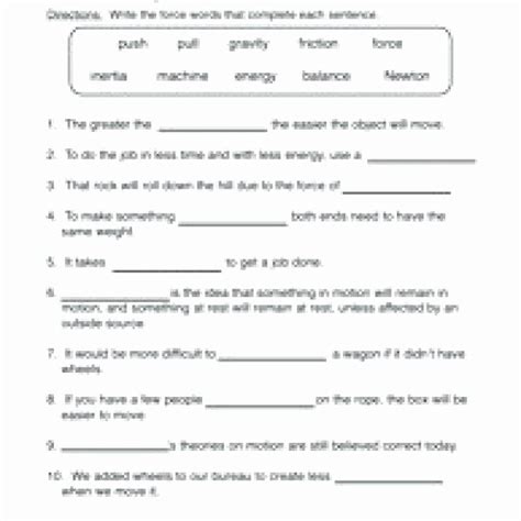 Gravity And Friction Worksheet Grade