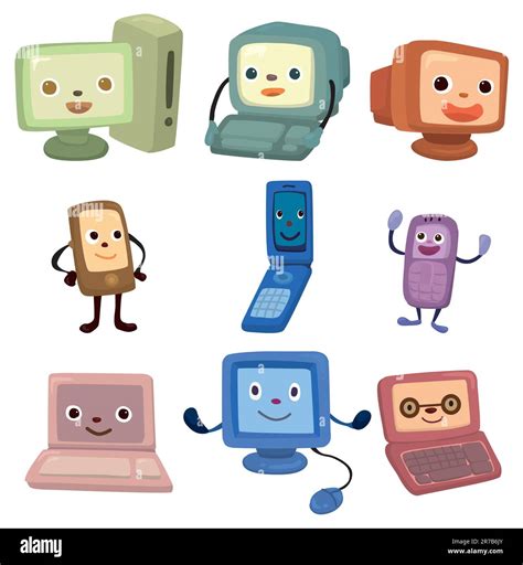 cartoon computer and phone face icon Stock Vector Image & Art - Alamy