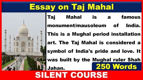 Essay On Taj Mahal In English The Taj Mahal Essay In English Taj