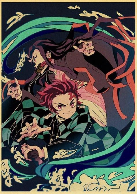 Démon Slayer Kimetsu No Yaiba Tanjirou Nezuko Anime Affiche Papier