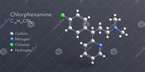 Chlorphenamine Molecule 3d Rendering Flat Molecular Structure With