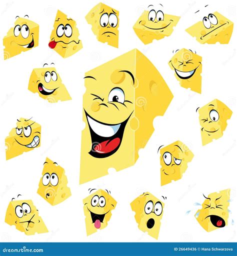 Funny Faces On Cheese Slices Stock Vector Illustration Of Moods