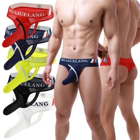 3PCS Mens Long Elephant Nose Thongs Sexy Jockstrap Underwear Bikini Gay Panties EBay