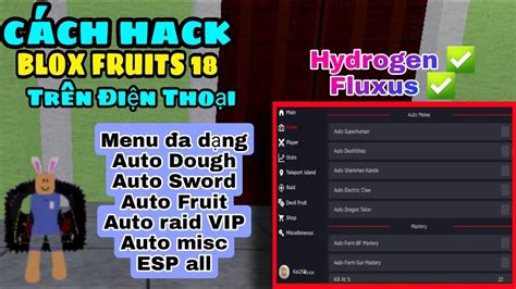 Cách Hack Blox Fruits 18 Trên Điện Thoại Menu Hack All Auto Raid All Auto Dough V2 Youtube