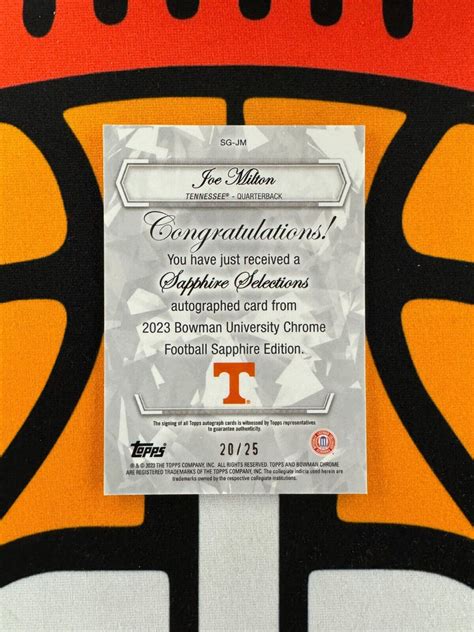 Joe Milton Bowman Chrome University Sapphire Selections Orange