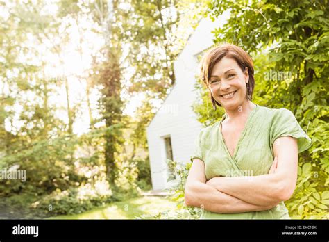 Portrait Smiling Mature Woman Home High Resolution Stock Photography