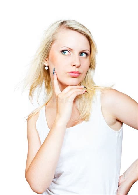 Jeune Belle Fille Blonde Ricanante Photo Stock Image Du Geste People