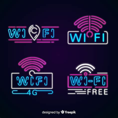 Free Vector | Neon free wifi sign collection