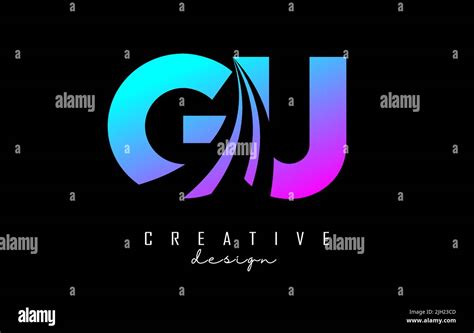 Creative Colorful Letter GU G U Logo With Leading Lines And Road