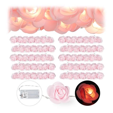 10x Catena Di Luci A LED 20 Rose Luminose Per Fila A Batteria Per