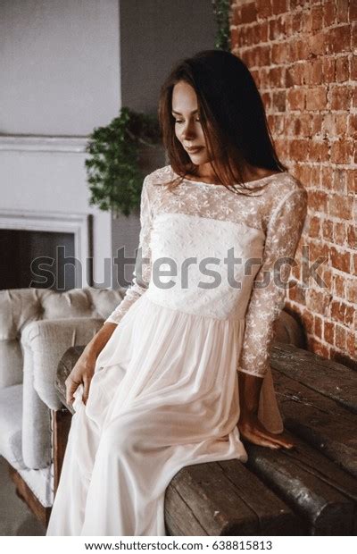 Beautiful Girl Sexy Brunette Dress Posing Stock Photo 638815813 Shutterstock