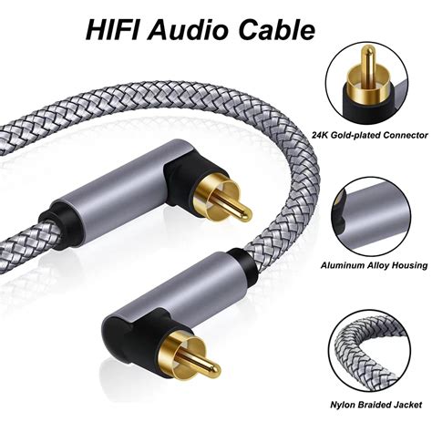 Hi-Fi аудиокабель 90 градусов, позолоченный цифровой коаксиальный ...