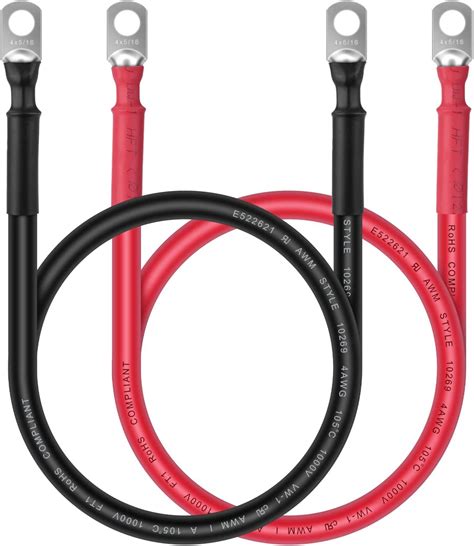 Milapeak 4 Awg Battery Cables 1 Foot 4 Gauge Marine Battery Inverter Cable Set With