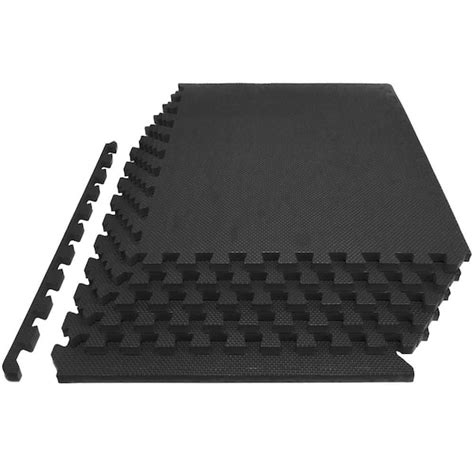 PROSOURCEFIT Extra Thick Exercise Puzzle Mat Black 24 In X 24 In X 1