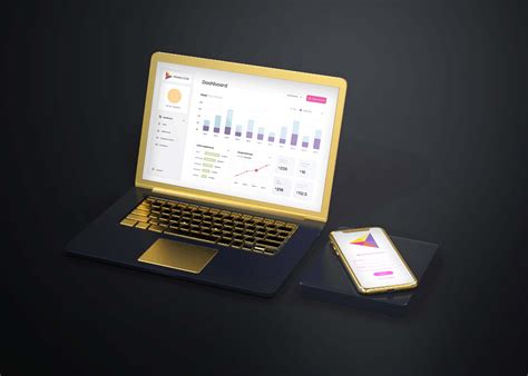 Free Gold Macbook And IPhone Mockup - Graphic Folks
