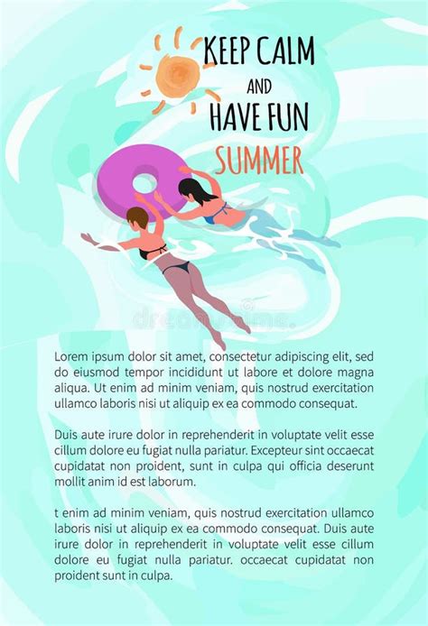 Frauen Im Bikini Badeanzug Schwimmen In Den Aufblasbaren Ringen Vektor Abbildung Illustration