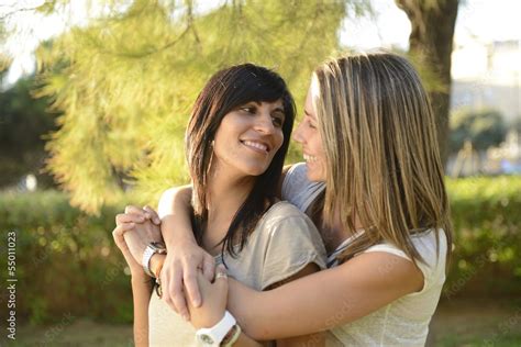 Lesbian Couple Hugging Stock Photo Adobe Stock
