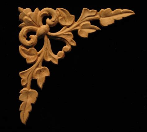 Wood Carved Fleur De Lis Corner Onlay Whimsey Wood Appliques