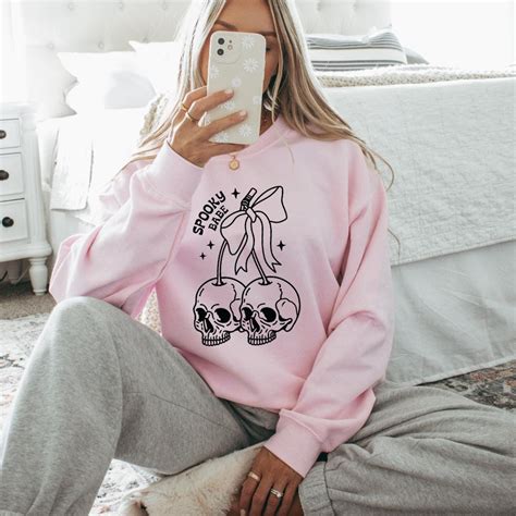 Spooky Babe Skull Cherries Sweatshirt Etsy