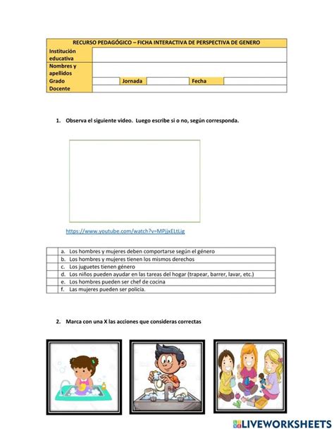 Igualdad y equidad de género worksheet Equidad de genero Igualdad de