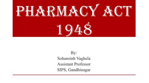 Pharmacy Act 1948 Ppt