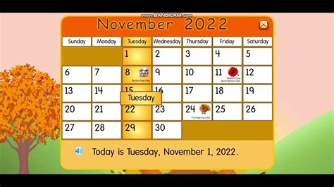 Starfall Calendar November 1 2022 Youtube