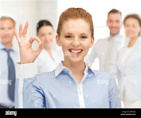 Young Woman Showing Ok Sign Stock Photo Alamy