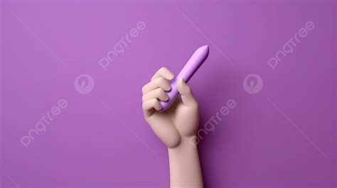 3d Model Of A Purple Pen Being Held In Hand On A Purple Background 3d