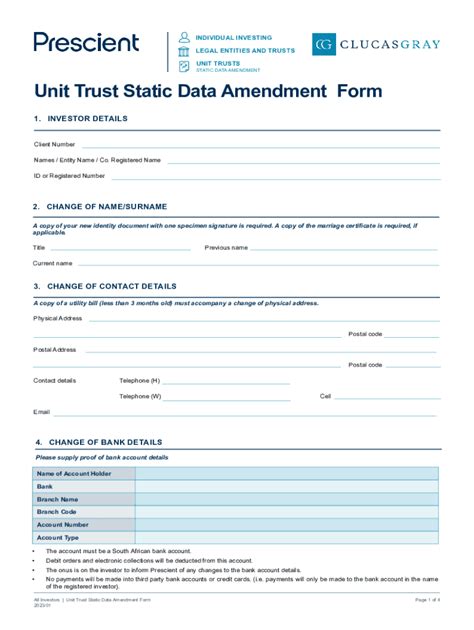 Fillable Online Unit Trust Static Data Amendment Form Fax Email Print