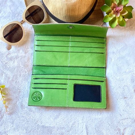 Green leather wallets for women - Tooled leather wallet - western style