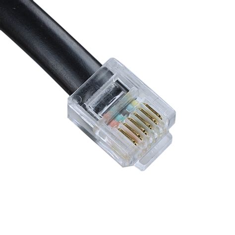 6P6C RJ11 Telephone Extension Fax Modem Cable Line 5M Length Black T2E4 ...