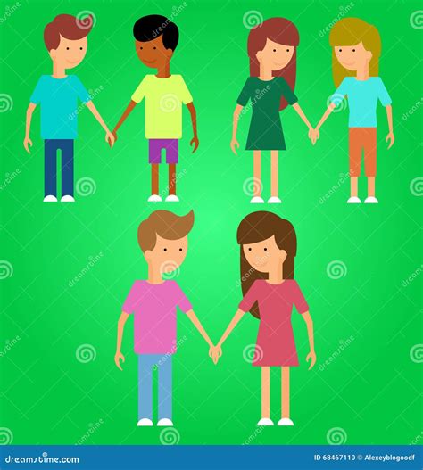 Love Marriage Couple Set Same Sex Marriage Stock Vector Illustration Of Drawing Love