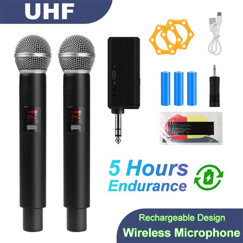 Беспроводной микрофон UHF, фиксированная частота, 2 канала, ручной ...