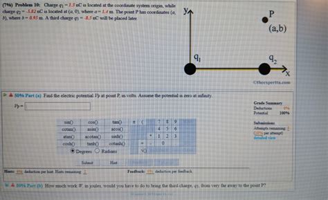 Solved 7 Problem 10 Charge Q1 15 Nc Is Located At The