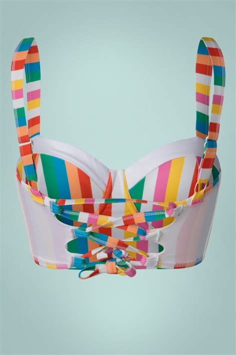 Unique Vintage 50s Marlene Rainbow Pride Bikini Top In Multi Shop At Topvintage