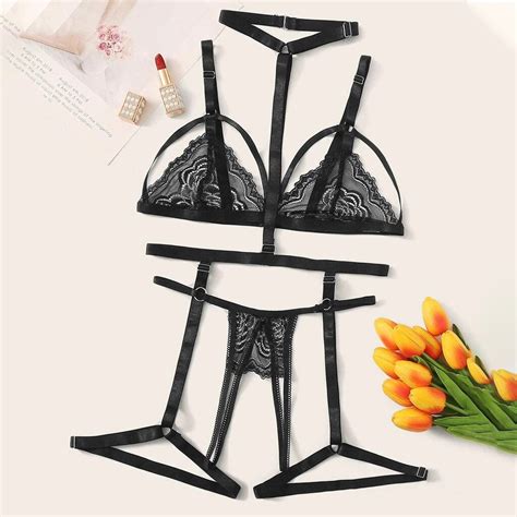 Sexy Lingerie For Women Lace Lingerie Bra Thong Garter Underwear Set Lingerie Sets For Women